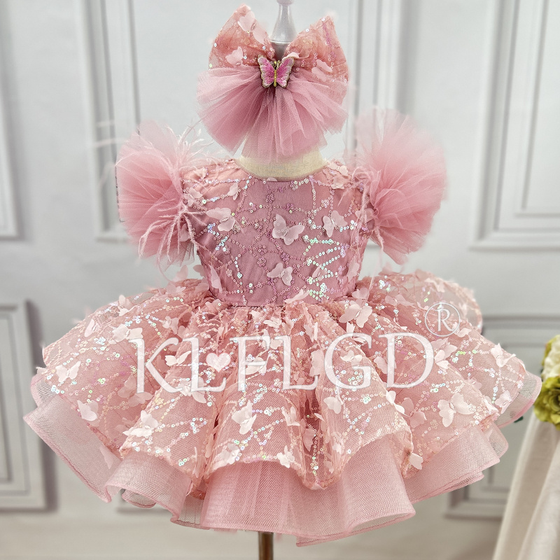 Baby Clothing Dresser - Gaun Pernikahan Anak Motif Bunga Mewah,