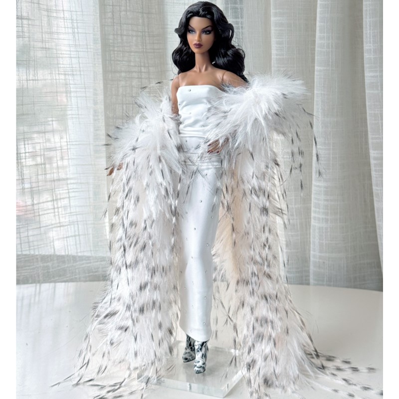 Baby Clothing High End - 1/6 Boneka Supermodel FR, Gaun Putih